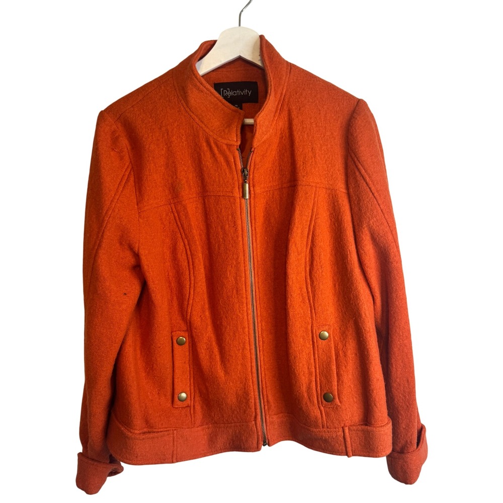 Relativity‎ Plus Size Womens Wool Blend Zip Up Light Weight Coat SZ 16